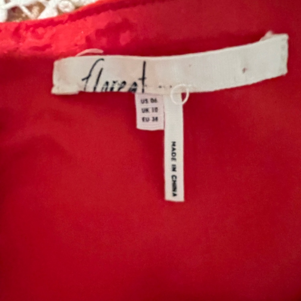 Anthropologie Floreat Rona Shift Dress Size 6 Lace Tomato Red Orange White - Picture 6 of 6